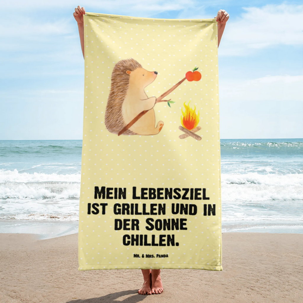 XL Badehandtuch Igel grillt Handtuch, Badetuch, Duschtuch, Strandtuch, Saunatuch, Tiermotive, Gute Laune, lustige Sprüche, Tiere, Igel, Grillen, Ziele, Motivation, arbeitslos, Sinn des Lebens, Spruch