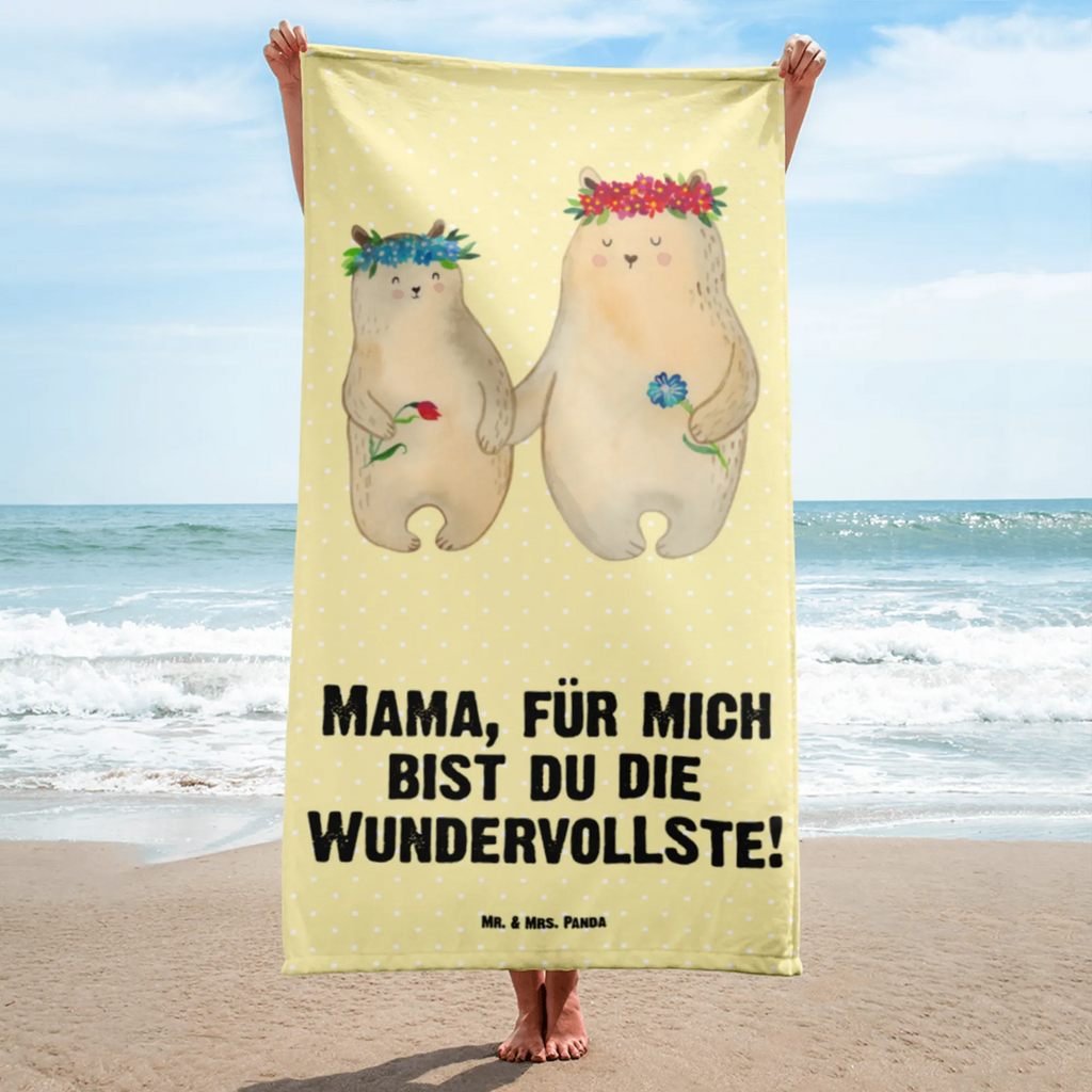 XL Badehandtuch Bären mit Blumenkranz Handtuch, Badetuch, Duschtuch, Strandtuch, Saunatuch, Familie, Vatertag, Muttertag, Bruder, Schwester, Mama, Papa, Oma, Opa, Bär, Bären, Mutter, Mutti, Mami, Lieblingsmensch, Lieblingsmama, beste Mutter, weltbeste Mama, Geschenk Mama. Muttertag, Tochter, Kind, Kinder, Töchter, Family, Vorbild