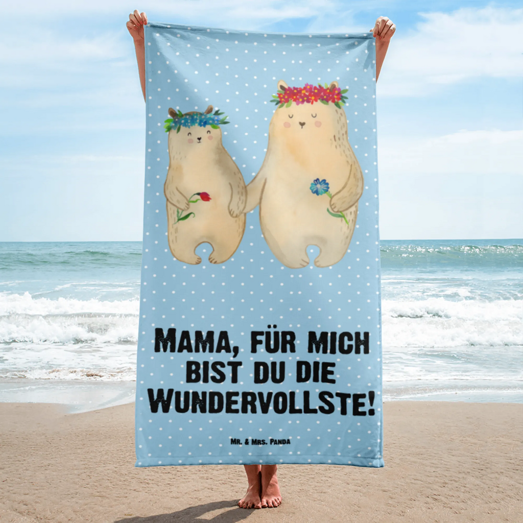 XL Badehandtuch Bären mit Blumenkranz Handtuch, Badetuch, Duschtuch, Strandtuch, Saunatuch, Familie, Vatertag, Muttertag, Bruder, Schwester, Mama, Papa, Oma, Opa, Bär, Bären, Mutter, Mutti, Mami, Lieblingsmensch, Lieblingsmama, beste Mutter, weltbeste Mama, Geschenk Mama. Muttertag, Tochter, Kind, Kinder, Töchter, Family, Vorbild