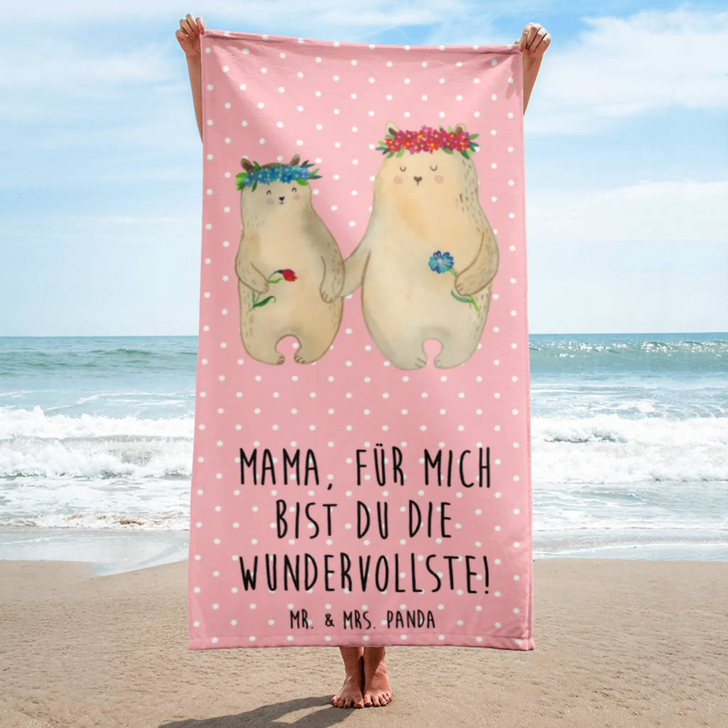 XL Badehandtuch Bären mit Blumenkranz Handtuch, Badetuch, Duschtuch, Strandtuch, Saunatuch, Familie, Vatertag, Muttertag, Bruder, Schwester, Mama, Papa, Oma, Opa, Bär, Bären, Mutter, Mutti, Mami, Lieblingsmensch, Lieblingsmama, beste Mutter, weltbeste Mama, Geschenk Mama. Muttertag, Tochter, Kind, Kinder, Töchter, Family, Vorbild