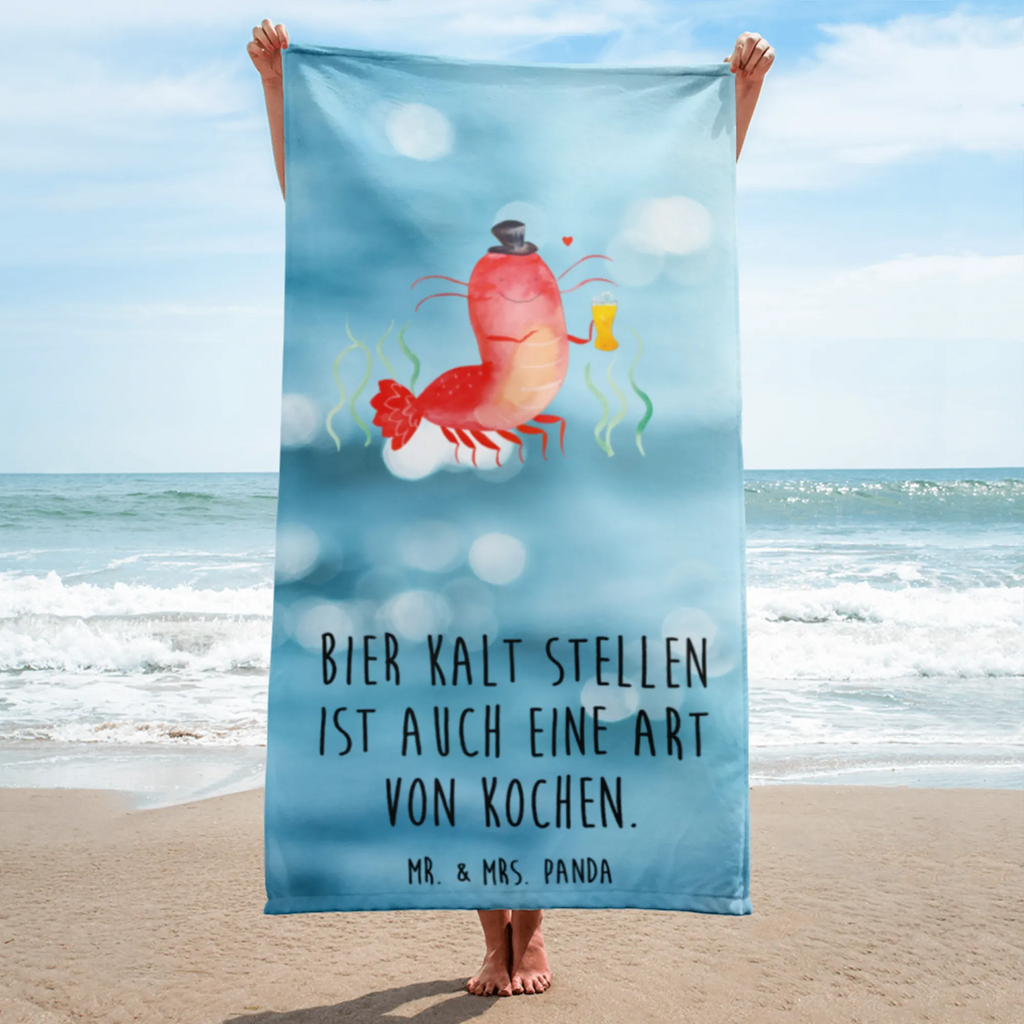 XL Badehandtuch Hummer mit Weizen Handtuch, Badetuch, Duschtuch, Strandtuch, Saunatuch, Meerestiere, Meer, Urlaub, Garnele, Garnelen, Bier, Kochen, Männerhaushalt, Junggeselle, Junggesellin, Bierliebhaber, Kneipe, Gasthaus, Wirtschaft