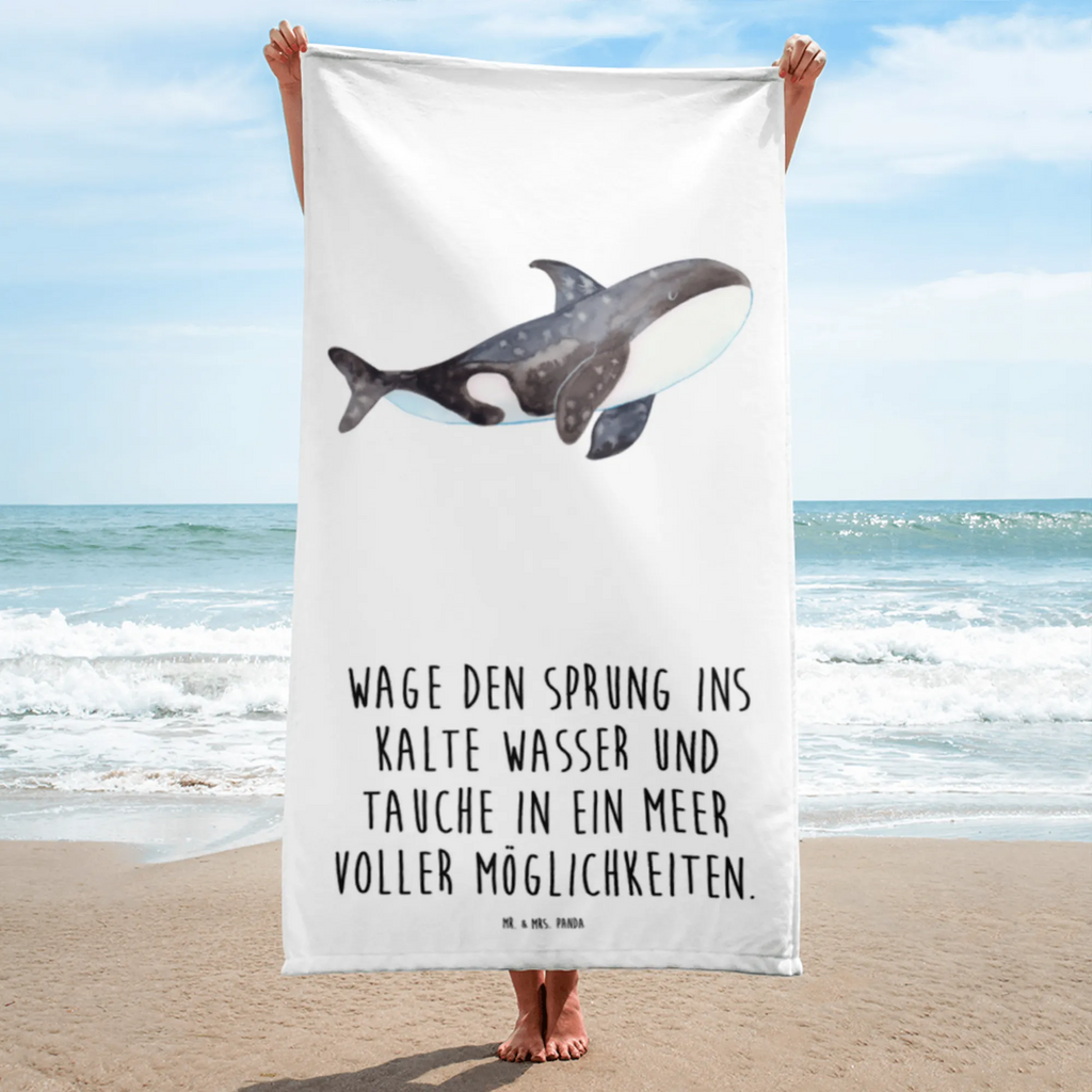 XL Badehandtuch Orca Handtuch, Badetuch, Duschtuch, Strandtuch, Saunatuch, Meerestiere, Meer, Urlaub, Orca, Orcas, Killerwal, Wal, Möglichkeiten, Büro, Arbeit, Motivation, Selbstliebe, Neustart, Startup