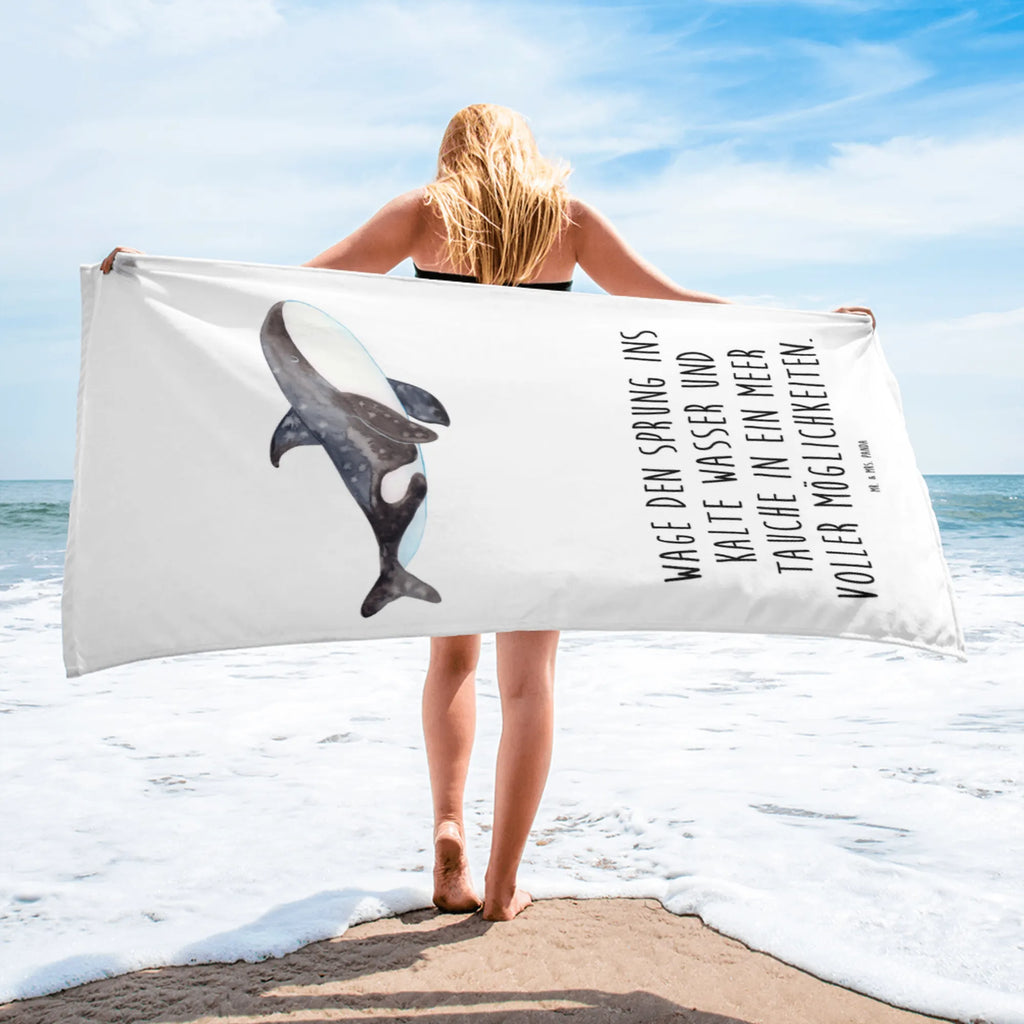 XL Badehandtuch Orca Handtuch, Badetuch, Duschtuch, Strandtuch, Saunatuch, Meerestiere, Meer, Urlaub, Orca, Orcas, Killerwal, Wal, Möglichkeiten, Büro, Arbeit, Motivation, Selbstliebe, Neustart, Startup