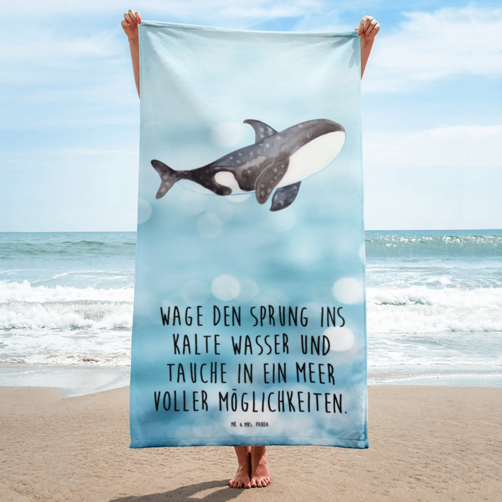 XL Badehandtuch Orca Handtuch, Badetuch, Duschtuch, Strandtuch, Saunatuch, Meerestiere, Meer, Urlaub, Orca, Orcas, Killerwal, Wal, Möglichkeiten, Büro, Arbeit, Motivation, Selbstliebe, Neustart, Startup