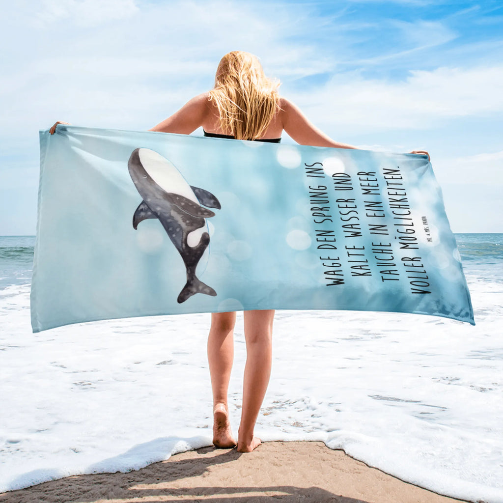 XL Badehandtuch Orca Handtuch, Badetuch, Duschtuch, Strandtuch, Saunatuch, Meerestiere, Meer, Urlaub, Orca, Orcas, Killerwal, Wal, Möglichkeiten, Büro, Arbeit, Motivation, Selbstliebe, Neustart, Startup