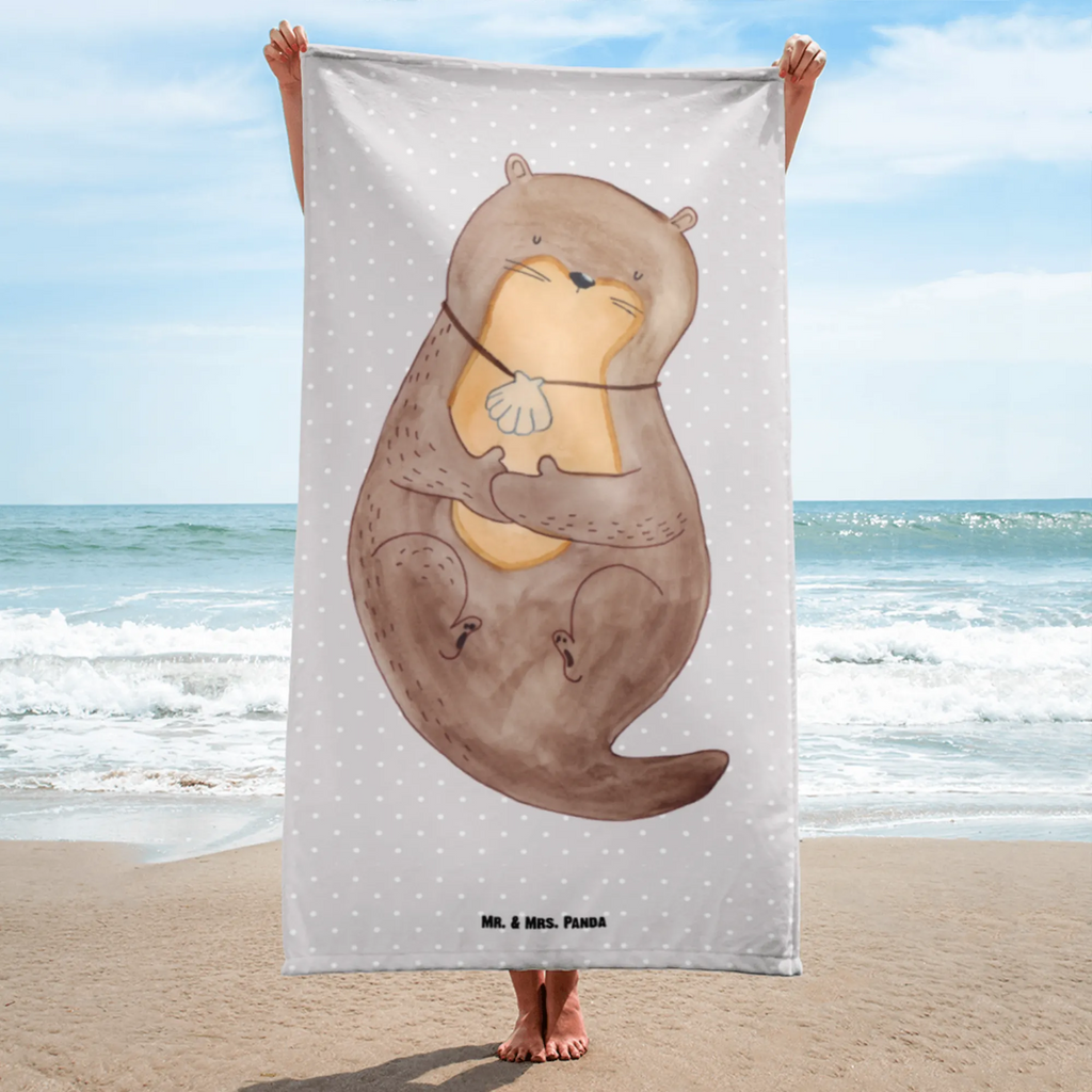 XL Badehandtuch Otter Muschel Handtuch, Badetuch, Duschtuch, Strandtuch, Saunatuch, Otter, Fischotter, Seeotter, Otterliebe, grübeln, träumen, Motivation, Tagträumen, Büro