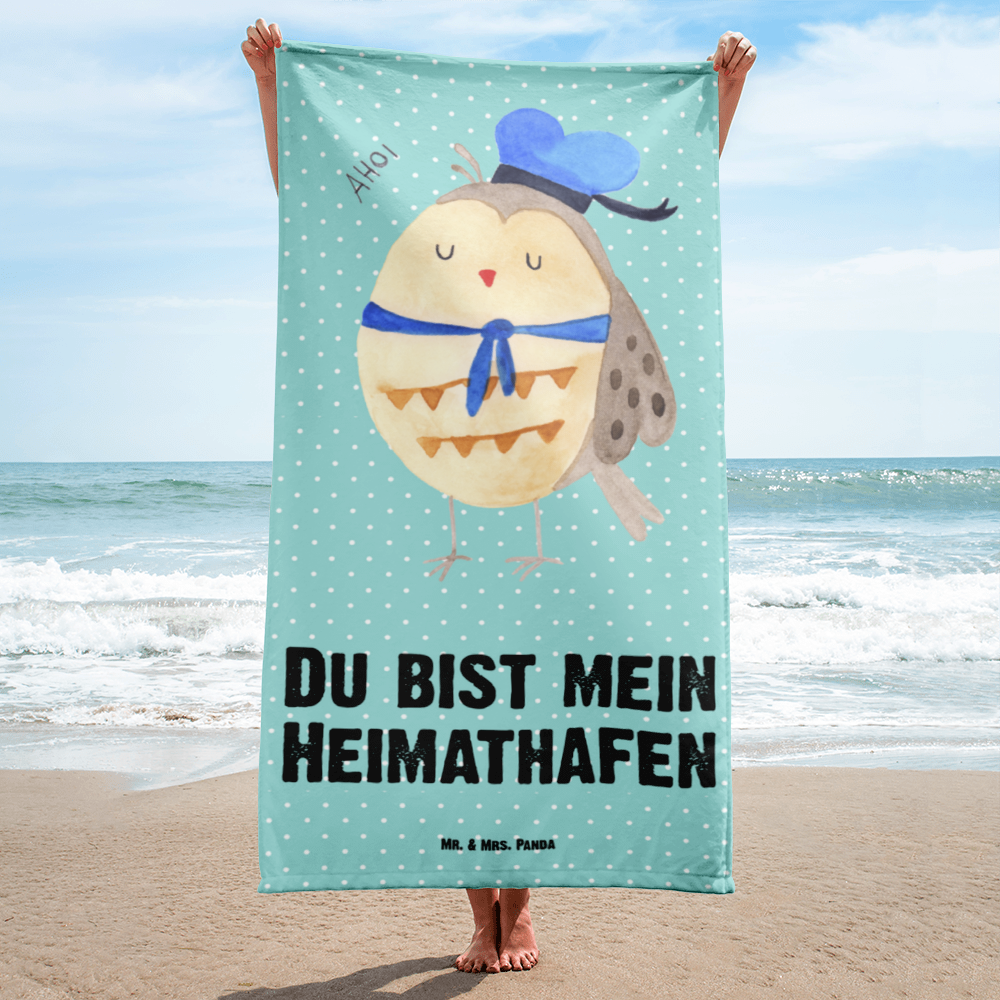 XL Badehandtuch Eule Matrosen Handtuch, Badetuch, Duschtuch, Strandtuch, Saunatuch, Eule, Eule Spruch, Eule Deko, Owl, Wortspiel lustig, Matrose, Freundin, Ehe, Seefahrer, Heimathafen, Hochzeitstag Geschenk