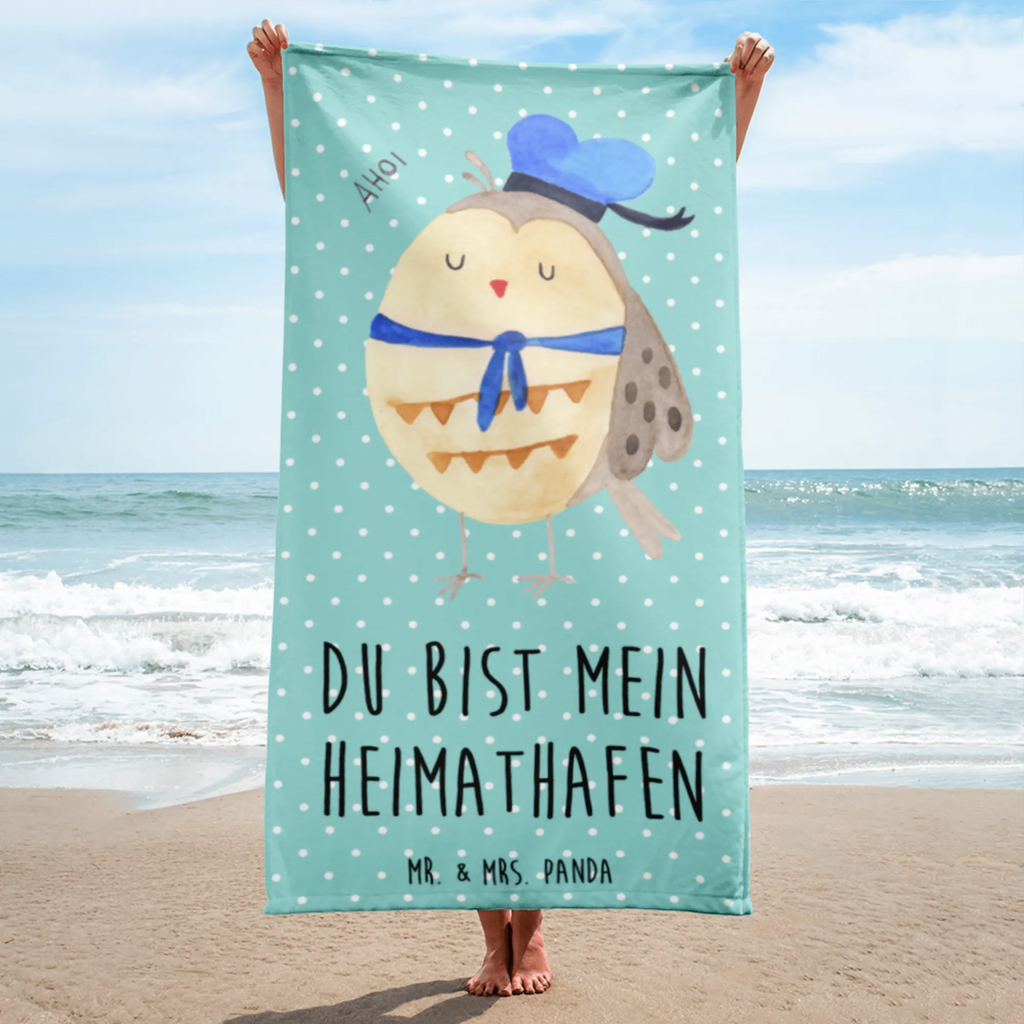 XL Badehandtuch Eule Matrosen Handtuch, Badetuch, Duschtuch, Strandtuch, Saunatuch, Eule, Eule Spruch, Eule Deko, Owl, Wortspiel lustig, Matrose, Freundin, Ehe, Seefahrer, Heimathafen, Hochzeitstag Geschenk