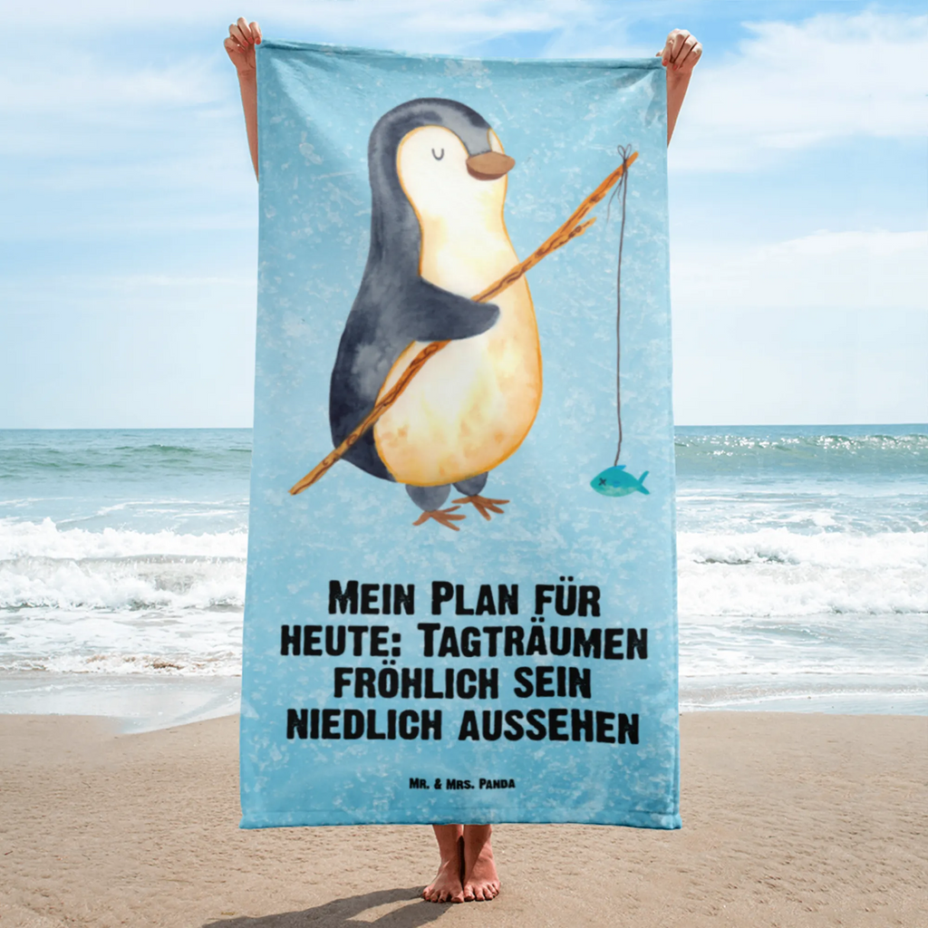 XL Badehandtuch Pinguin Angler Handtuch, Badetuch, Duschtuch, Strandtuch, Saunatuch, Pinguin, Pinguine, Angeln, Angler, Tagträume, Hobby, Plan, Planer, Tagesplan, Neustart, Motivation, Geschenk, Freundinnen, Geschenkidee, Urlaub, Wochenende