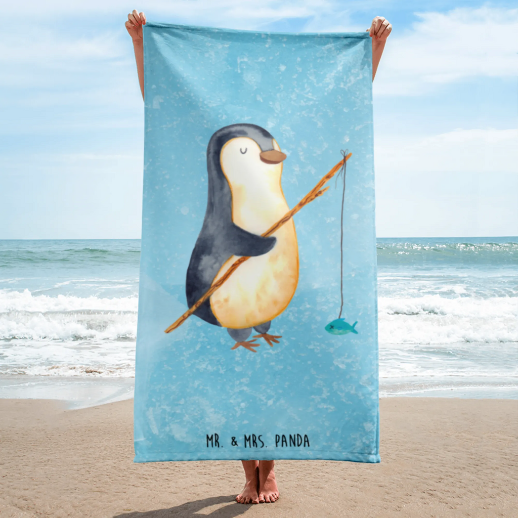 XL Badehandtuch Pinguin Angler Handtuch, Badetuch, Duschtuch, Strandtuch, Saunatuch, Pinguin, Pinguine, Angeln, Angler, Tagträume, Hobby, Plan, Planer, Tagesplan, Neustart, Motivation, Geschenk, Freundinnen, Geschenkidee, Urlaub, Wochenende