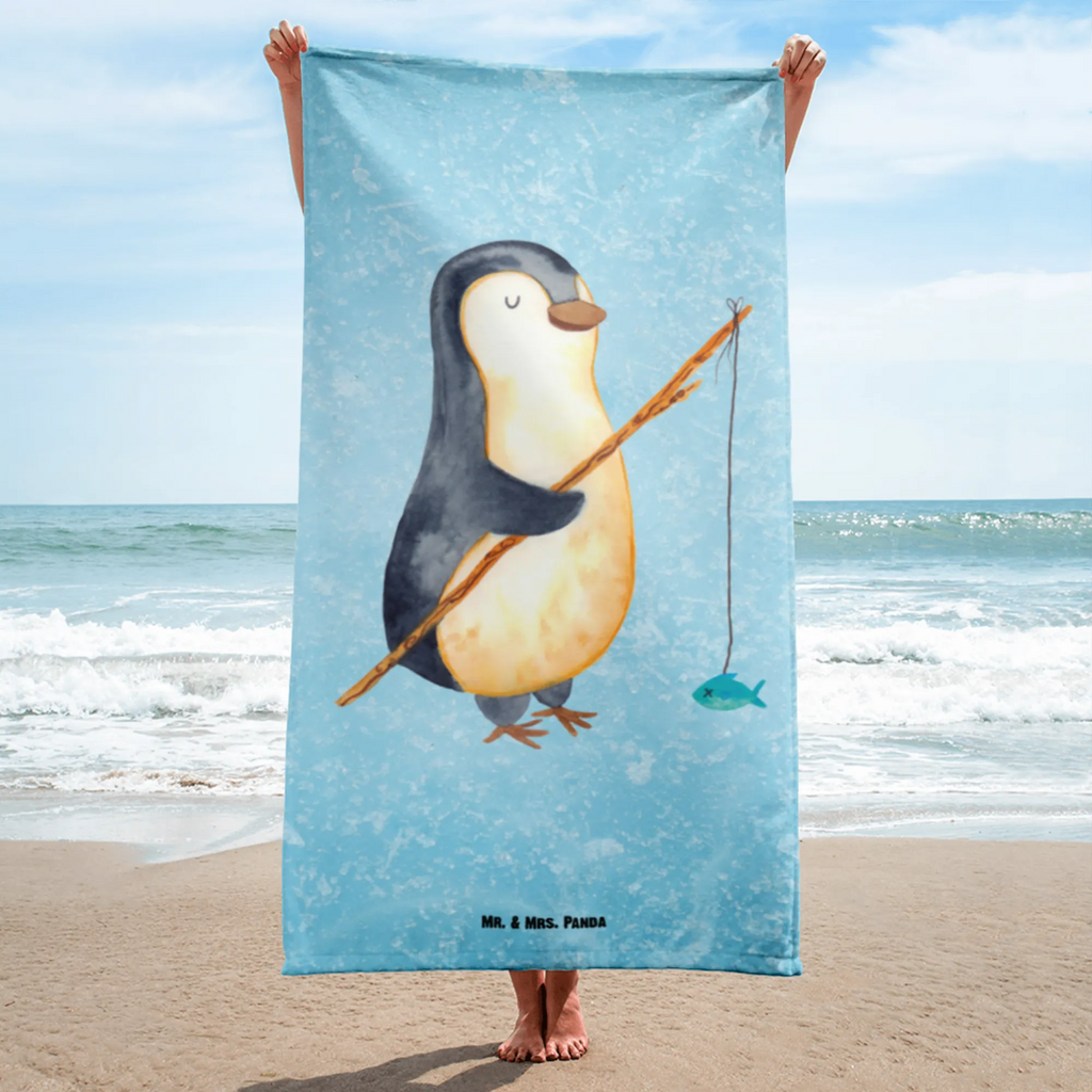 XL Badehandtuch Pinguin Angler Handtuch, Badetuch, Duschtuch, Strandtuch, Saunatuch, Pinguin, Pinguine, Angeln, Angler, Tagträume, Hobby, Plan, Planer, Tagesplan, Neustart, Motivation, Geschenk, Freundinnen, Geschenkidee, Urlaub, Wochenende