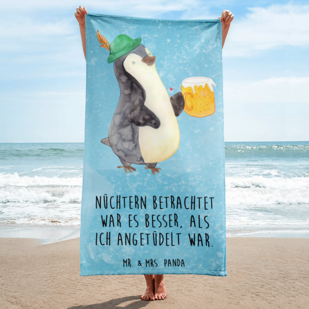 XL Badehandtuch Pinguin Bier Handtuch, Badetuch, Duschtuch, Strandtuch, Saunatuch, Pinguin, Pinguine, Bier, Oktoberfest