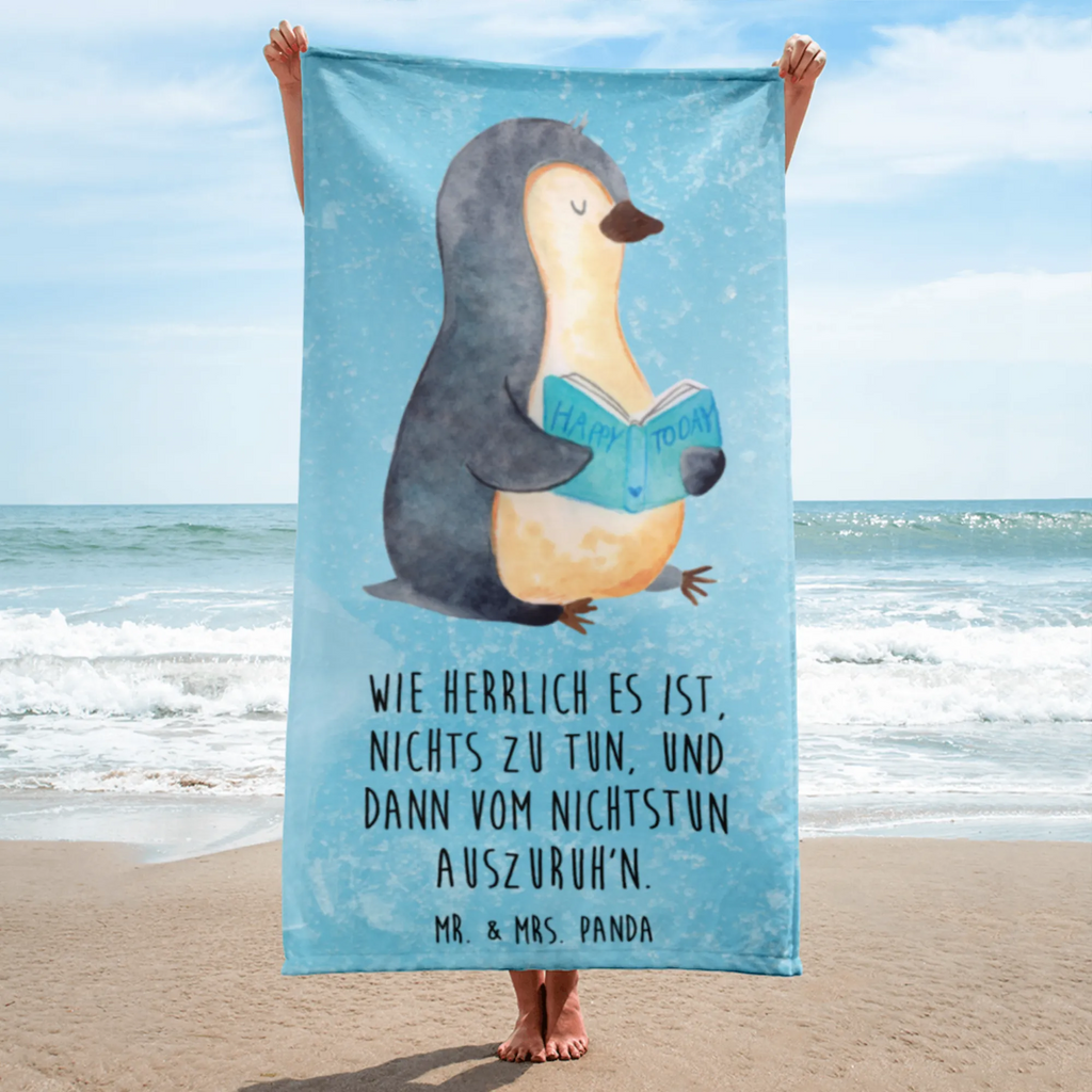 XL Badehandtuch Pinguin Buch Handtuch, Badetuch, Duschtuch, Strandtuch, Saunatuch, Pinguin, Pinguine, Buch, Lesen, Bücherwurm, Nichtstun, Faulenzen, Ferien, Urlaub, Freizeit