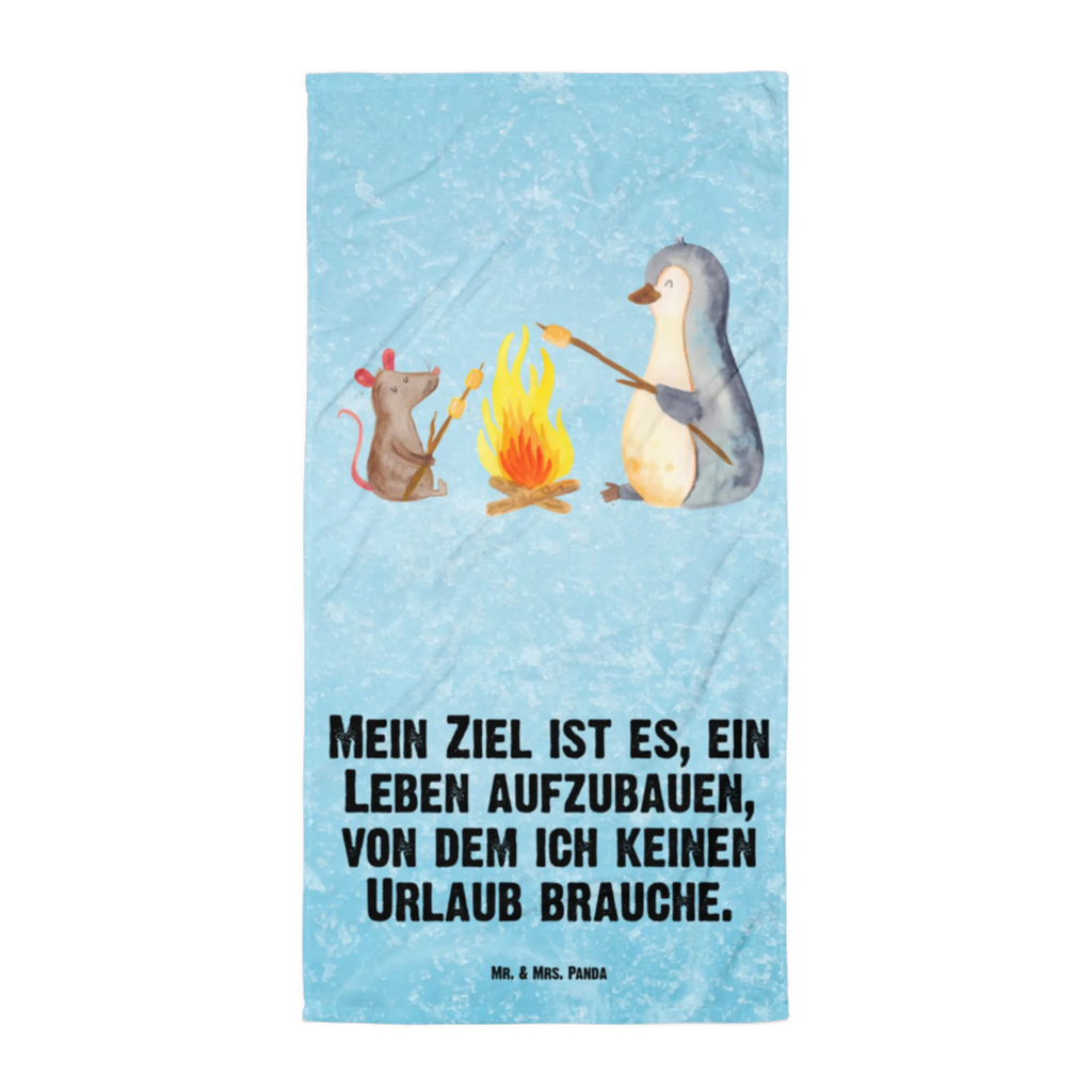 XL Badehandtuch Pinguin Lagerfeuer Handtuch, Badetuch, Duschtuch, Strandtuch, Saunatuch, Pinguin, Maus, Pinguine, Lagerfeuer, Leben, Arbeit, Job, Motivation, Büro, Büroalltag, Lebensspruch, Lebensmotivation, Neustart, Liebe, grillen, Feuer, Marshmallows