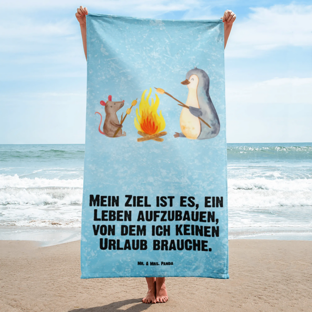 XL Badehandtuch Pinguin Lagerfeuer Handtuch, Badetuch, Duschtuch, Strandtuch, Saunatuch, Pinguin, Maus, Pinguine, Lagerfeuer, Leben, Arbeit, Job, Motivation, Büro, Büroalltag, Lebensspruch, Lebensmotivation, Neustart, Liebe, grillen, Feuer, Marshmallows