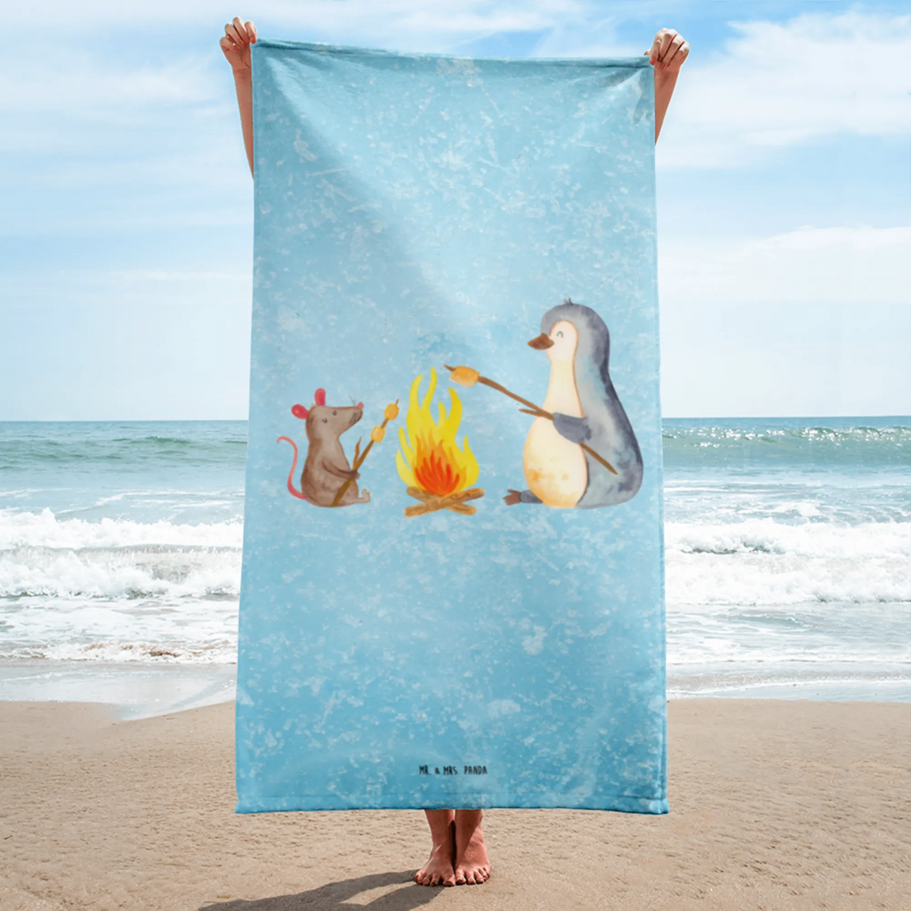 XL Badehandtuch Pinguin Lagerfeuer Handtuch, Badetuch, Duschtuch, Strandtuch, Saunatuch, Pinguin, Maus, Pinguine, Lagerfeuer, Leben, Arbeit, Job, Motivation, Büro, Büroalltag, Lebensspruch, Lebensmotivation, Neustart, Liebe, grillen, Feuer, Marshmallows