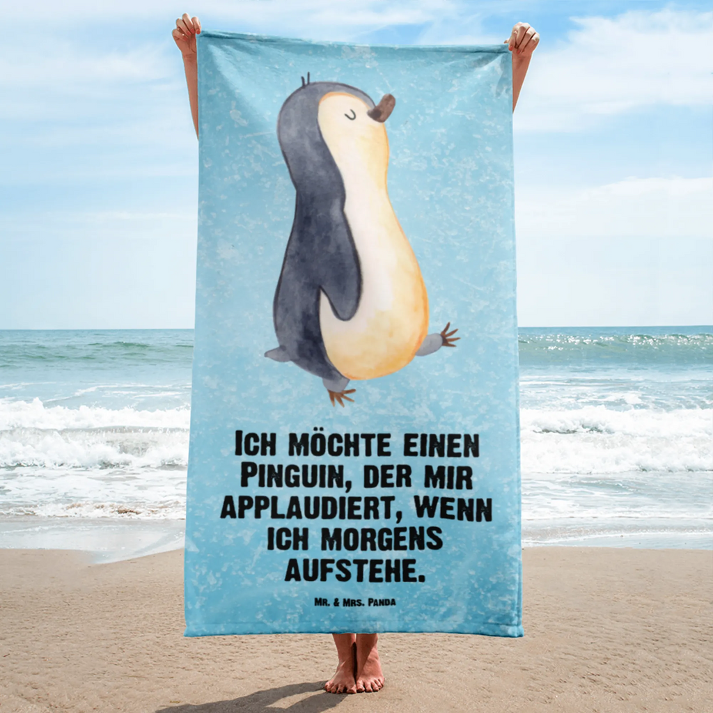 XL Badehandtuch Pinguin marschieren Handtuch, Badetuch, Duschtuch, Strandtuch, Saunatuch, Pinguin, Pinguine, Frühaufsteher, Langschläfer, Bruder, Schwester, Familie