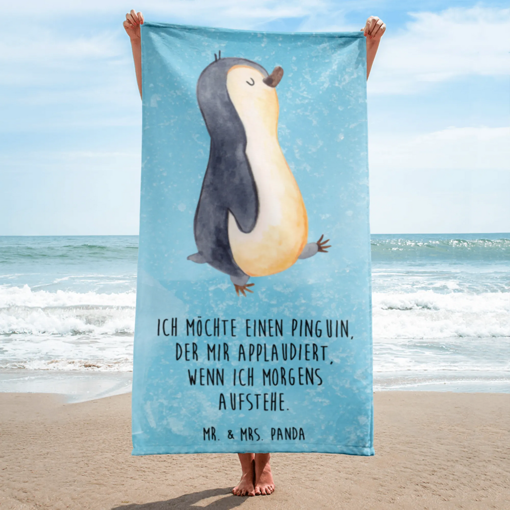 XL Badehandtuch Pinguin marschieren Handtuch, Badetuch, Duschtuch, Strandtuch, Saunatuch, Pinguin, Pinguine, Frühaufsteher, Langschläfer, Bruder, Schwester, Familie