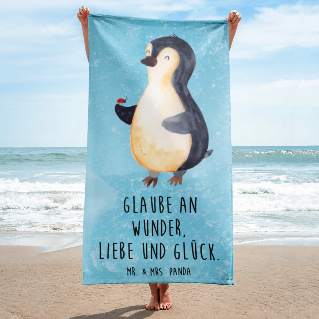 XL Badehandtuch Pinguin Marienkäfer Handtuch, Badetuch, Duschtuch, Strandtuch, Saunatuch, Pinguin, Pinguine, Marienkäfer, Liebe, Wunder, Glück, Freude, Lebensfreude