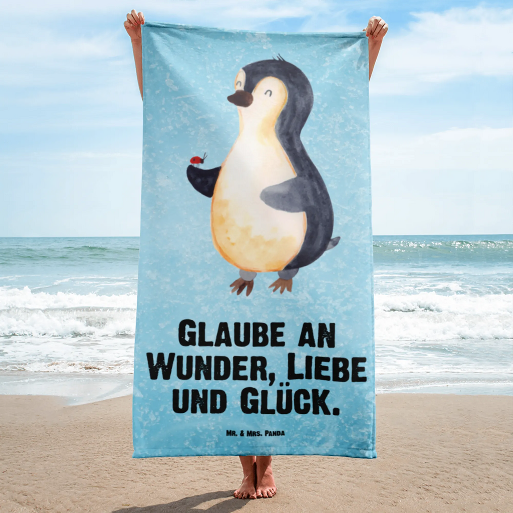 XL Badehandtuch Pinguin Marienkäfer Handtuch, Badetuch, Duschtuch, Strandtuch, Saunatuch, Pinguin, Pinguine, Marienkäfer, Liebe, Wunder, Glück, Freude, Lebensfreude