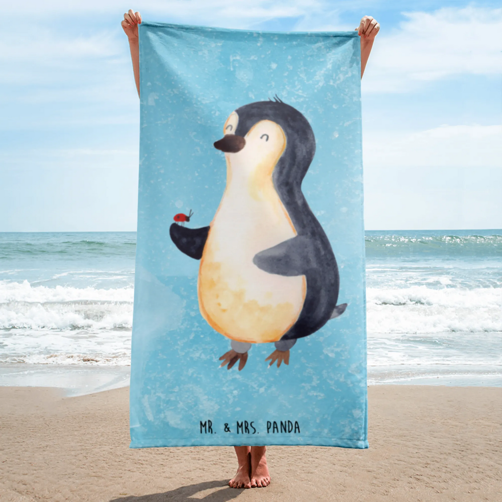 XL Badehandtuch Pinguin Marienkäfer Handtuch, Badetuch, Duschtuch, Strandtuch, Saunatuch, Pinguin, Pinguine, Marienkäfer, Liebe, Wunder, Glück, Freude, Lebensfreude