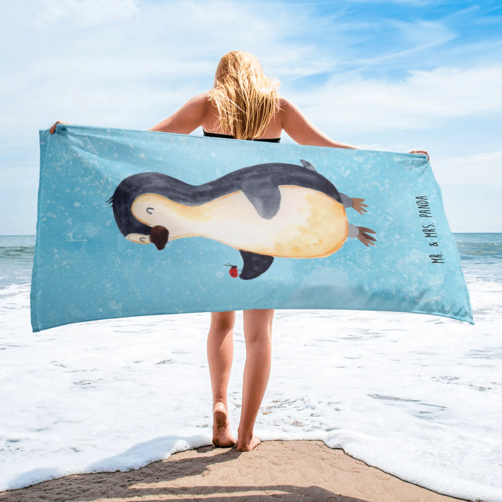 XL Badehandtuch Pinguin Marienkäfer Handtuch, Badetuch, Duschtuch, Strandtuch, Saunatuch, Pinguin, Pinguine, Marienkäfer, Liebe, Wunder, Glück, Freude, Lebensfreude