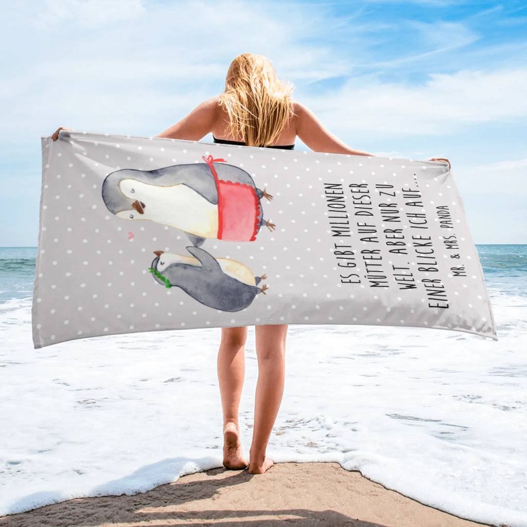 XL Badehandtuch Pinguin mit Kind Handtuch, Badetuch, Duschtuch, Strandtuch, Saunatuch, Familie, Vatertag, Muttertag, Bruder, Schwester, Mama, Papa, Oma, Opa, Geschenk, Mami, Mutti, Mutter, Geburststag