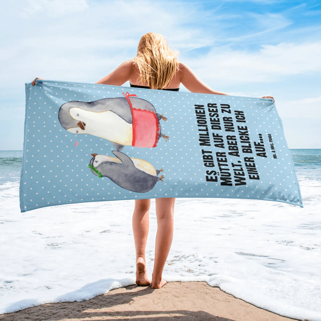 XL Badehandtuch Pinguin mit Kind Handtuch, Badetuch, Duschtuch, Strandtuch, Saunatuch, Familie, Vatertag, Muttertag, Bruder, Schwester, Mama, Papa, Oma, Opa, Geschenk, Mami, Mutti, Mutter, Geburststag