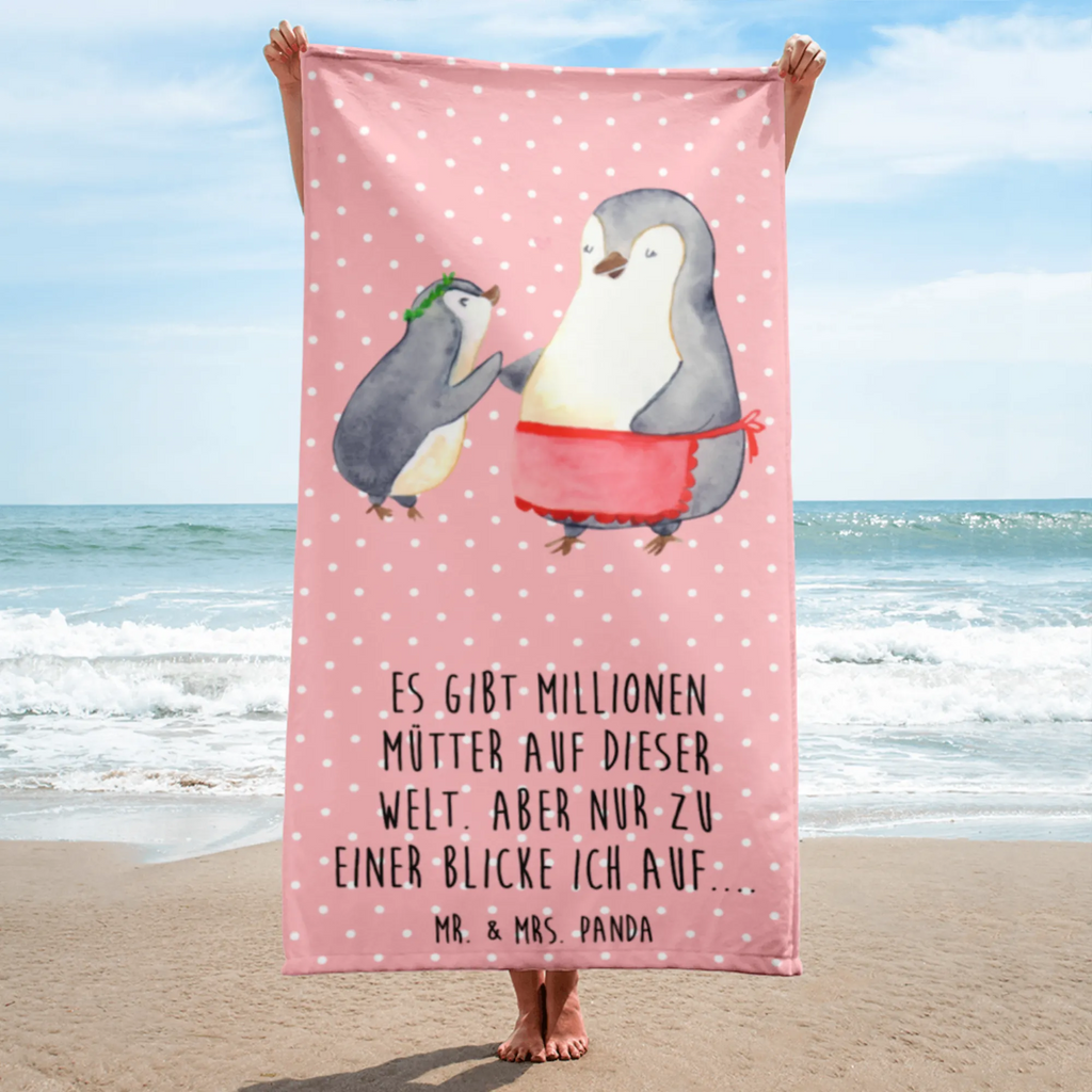 XL Badehandtuch Pinguin mit Kind Handtuch, Badetuch, Duschtuch, Strandtuch, Saunatuch, Familie, Vatertag, Muttertag, Bruder, Schwester, Mama, Papa, Oma, Opa, Geschenk, Mami, Mutti, Mutter, Geburststag