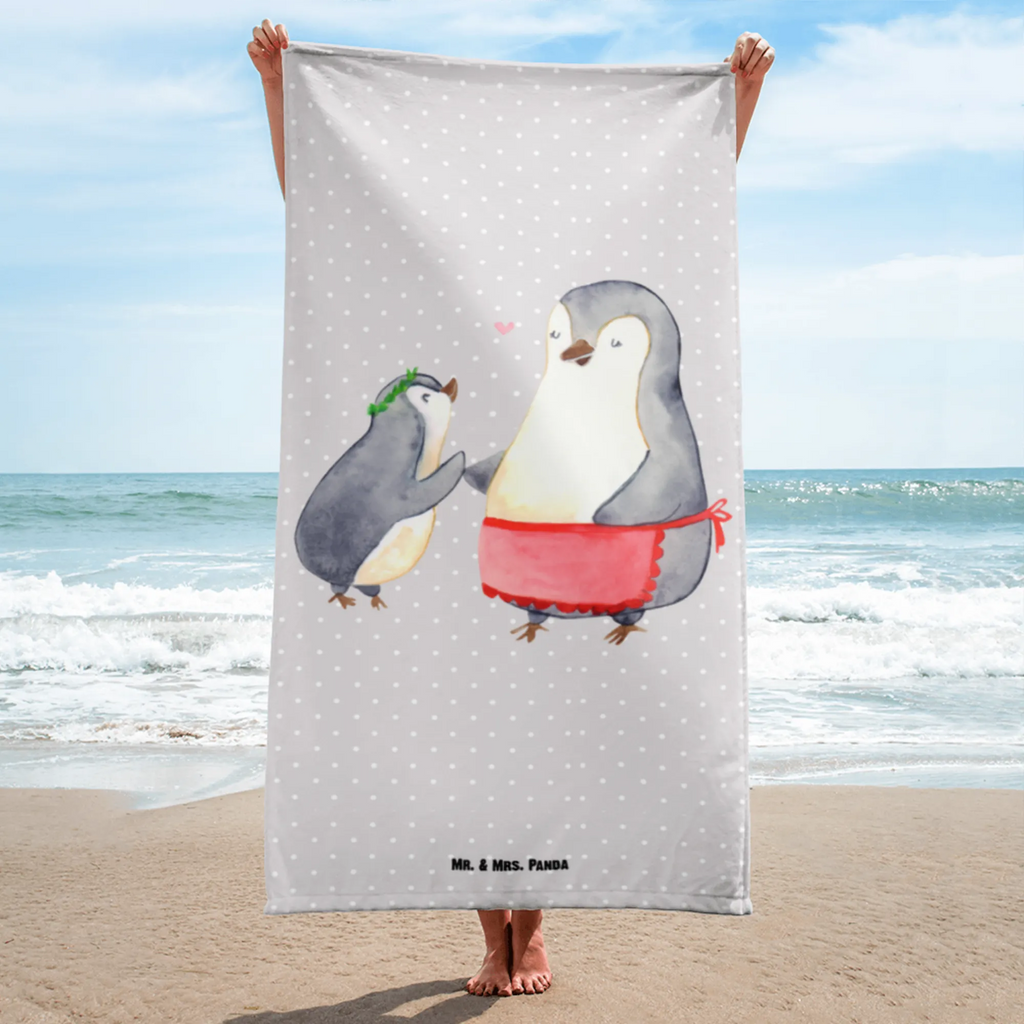 XL Badehandtuch Pinguin mit Kind Handtuch, Badetuch, Duschtuch, Strandtuch, Saunatuch, Familie, Vatertag, Muttertag, Bruder, Schwester, Mama, Papa, Oma, Opa, Geschenk, Mami, Mutti, Mutter, Geburststag