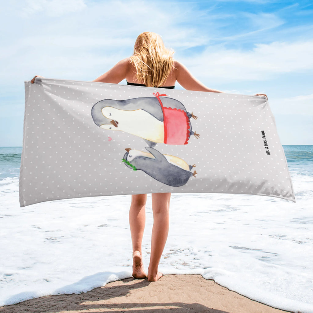 XL Badehandtuch Pinguin mit Kind Handtuch, Badetuch, Duschtuch, Strandtuch, Saunatuch, Familie, Vatertag, Muttertag, Bruder, Schwester, Mama, Papa, Oma, Opa, Geschenk, Mami, Mutti, Mutter, Geburststag