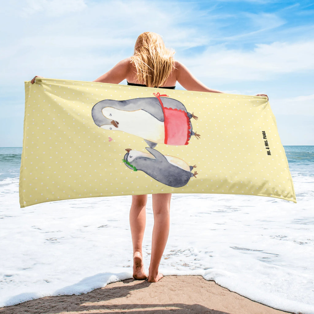 XL Badehandtuch Pinguin mit Kind Handtuch, Badetuch, Duschtuch, Strandtuch, Saunatuch, Familie, Vatertag, Muttertag, Bruder, Schwester, Mama, Papa, Oma, Opa, Geschenk, Mami, Mutti, Mutter, Geburststag