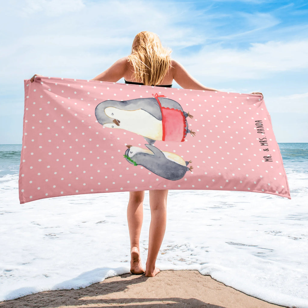 XL Badehandtuch Pinguin mit Kind Handtuch, Badetuch, Duschtuch, Strandtuch, Saunatuch, Familie, Vatertag, Muttertag, Bruder, Schwester, Mama, Papa, Oma, Opa, Geschenk, Mami, Mutti, Mutter, Geburststag