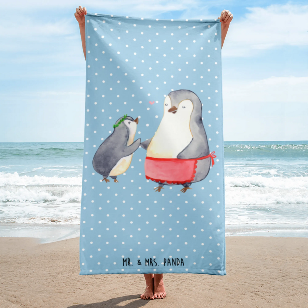 XL Badehandtuch Pinguin mit Kind Handtuch, Badetuch, Duschtuch, Strandtuch, Saunatuch, Familie, Vatertag, Muttertag, Bruder, Schwester, Mama, Papa, Oma, Opa, Geschenk, Mami, Mutti, Mutter, Geburststag