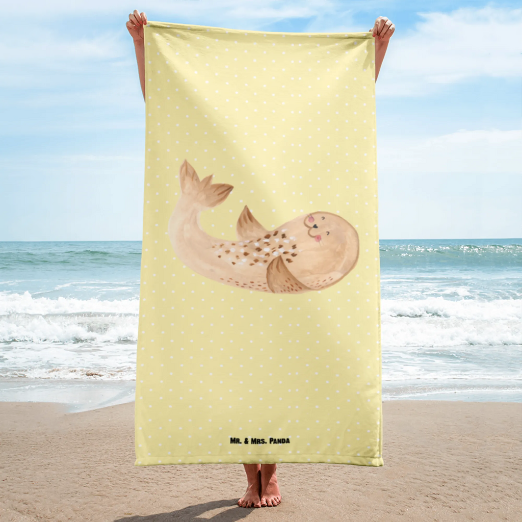 XL Badehandtuch Robbe Liegen Handtuch, Badetuch, Duschtuch, Strandtuch, Saunatuch, Tiermotive, Gute Laune, lustige Sprüche, Tiere, Robbe, Robben, Seehund, Strand, Meerestier, Ostsee, Nordsee, Lachen, Freude