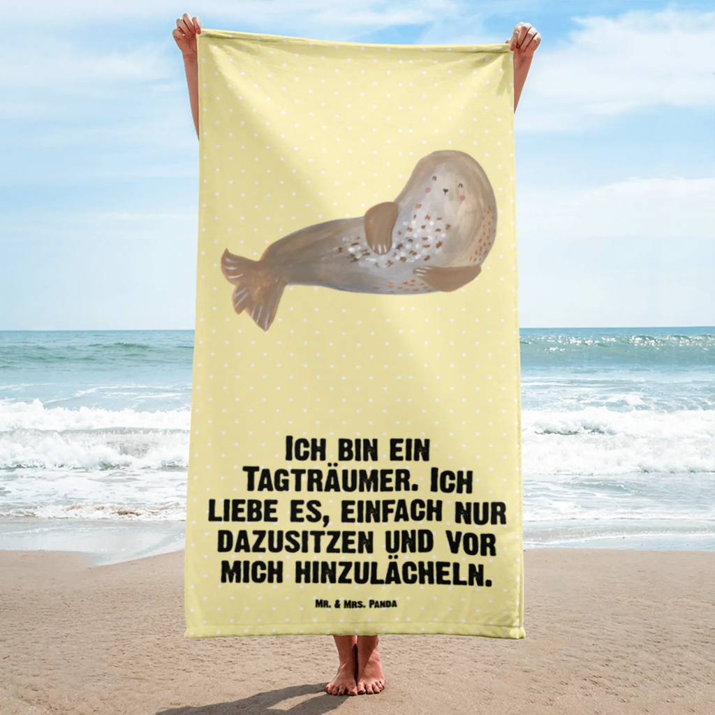 XL Badehandtuch Robbe lachend Handtuch, Badetuch, Duschtuch, Strandtuch, Saunatuch, Tiermotive, Gute Laune, lustige Sprüche, Tiere, Robbe, Robben, Seehund, Strand, Meerestier, Ostsee, Nordsee