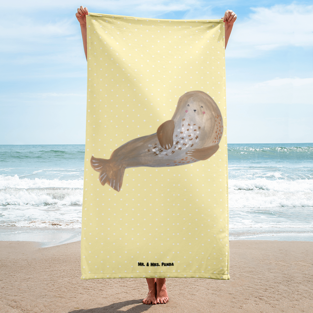 XL Badehandtuch Robbe lachend Handtuch, Badetuch, Duschtuch, Strandtuch, Saunatuch, Tiermotive, Gute Laune, lustige Sprüche, Tiere, Robbe, Robben, Seehund, Strand, Meerestier, Ostsee, Nordsee