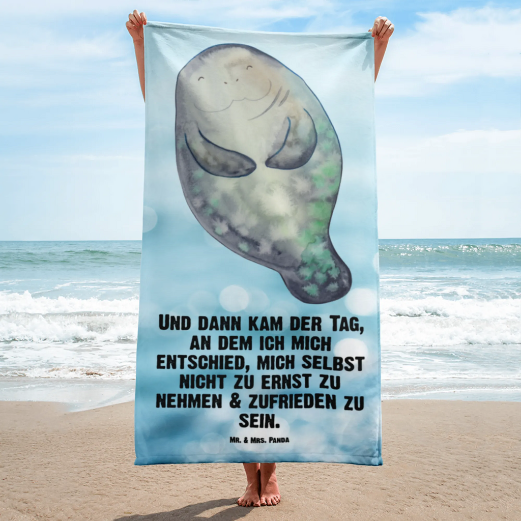 XL Badehandtuch Seekuh happy Handtuch, Badetuch, Duschtuch, Strandtuch, Saunatuch, Meerestiere, Meer, Urlaub, Seekuh, Seekühe, Selbstliebe, Respekt, Neuanfang, Neustart, Achtsamkeit, Zufrieden, Liebeskummer, Freundin