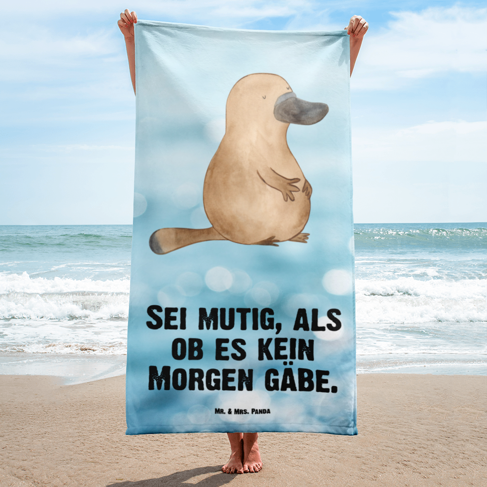 XL Badehandtuch Schnabeltier Mut Handtuch, Badetuch, Duschtuch, Strandtuch, Saunatuch, Meerestiere, Meer, Urlaub, Schnabeltier, Mut, mutig, Lebensweisheit, Schnabeltiere, Motivation, Training, Büro, Arbeit, Neuanfang, Neustart, Weltreise, Raodtrip