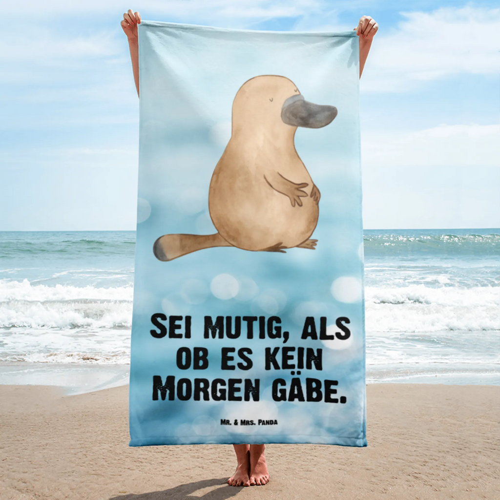 XL Badehandtuch Schnabeltier Mut Handtuch, Badetuch, Duschtuch, Strandtuch, Saunatuch, Meerestiere, Meer, Urlaub, Schnabeltier, Mut, mutig, Lebensweisheit, Schnabeltiere, Motivation, Training, Büro, Arbeit, Neuanfang, Neustart, Weltreise, Raodtrip