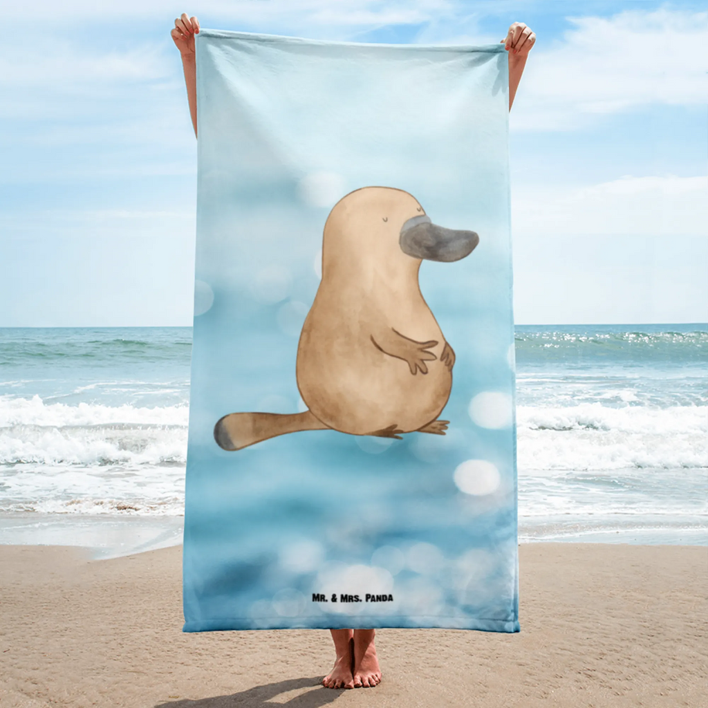 XL Badehandtuch Schnabeltier Mut Handtuch, Badetuch, Duschtuch, Strandtuch, Saunatuch, Meerestiere, Meer, Urlaub, Schnabeltier, Mut, mutig, Lebensweisheit, Schnabeltiere, Motivation, Training, Büro, Arbeit, Neuanfang, Neustart, Weltreise, Raodtrip