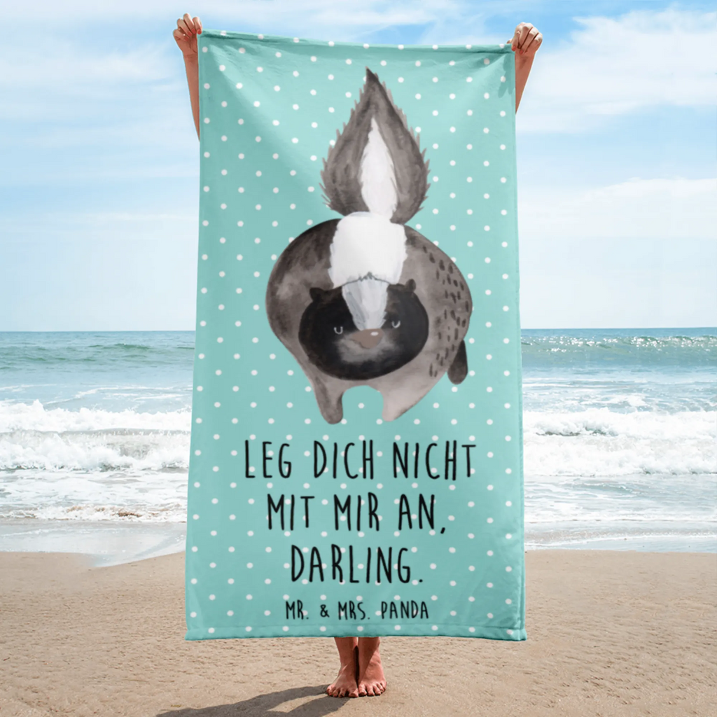 XL Badehandtuch Stinktier Angriff Handtuch, Badetuch, Duschtuch, Strandtuch, Saunatuch, Stinktier, Skunk, Wildtier, Raubtier, Stinker, Stinki, wütend, Drohung