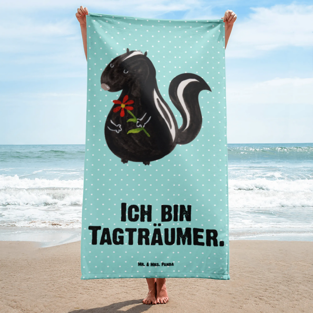 XL Badehandtuch Stinktier Blume Handtuch, Badetuch, Duschtuch, Strandtuch, Saunatuch, Stinktier, Skunk, Wildtier, Raubtier, Stinker, Stinki, Tagträumer, verträumt, Dreams, Träume