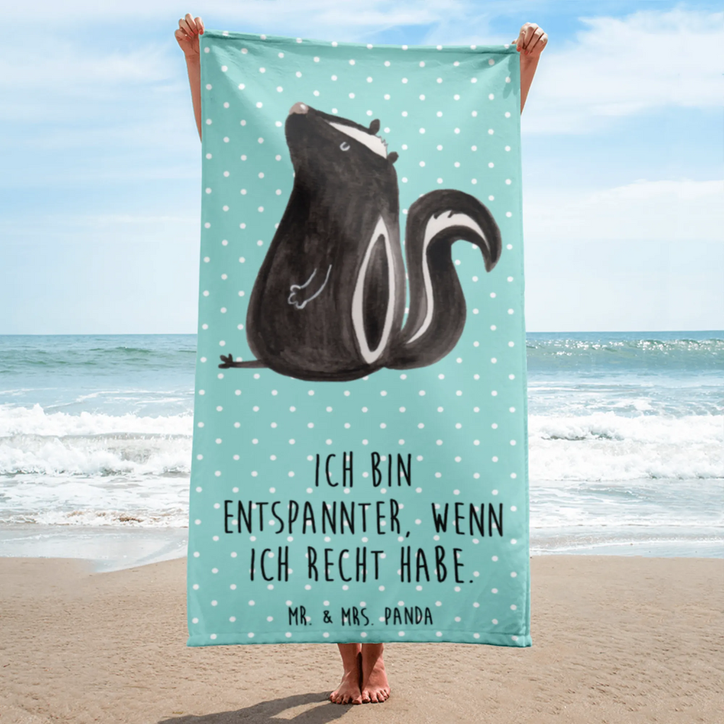 XL Badehandtuch Stinktier sitzend Handtuch, Badetuch, Duschtuch, Strandtuch, Saunatuch, Stinktier, Skunk, Wildtier, Raubtier, Stinker, Stinki, Spruch, Büro, Recht, Besserwisser