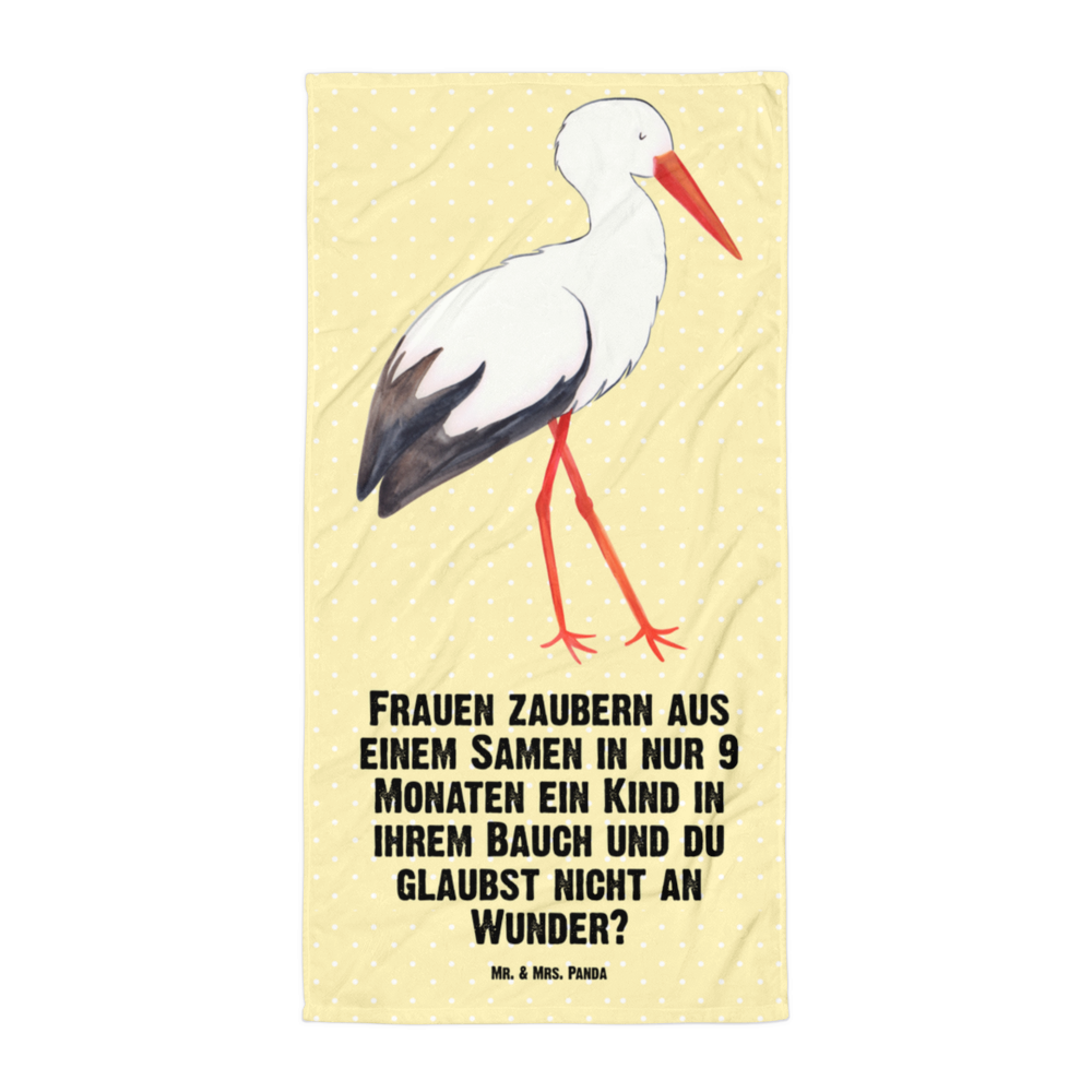 XL Badehandtuch Storch Handtuch, Badetuch, Duschtuch, Strandtuch, Saunatuch, Tiermotive, Gute Laune, lustige Sprüche, Tiere, Storch, Störche, Schwangerschaft, Geburt, Mutter, Mütter, Mutter werden, Schwanger, Babybauch, Baby