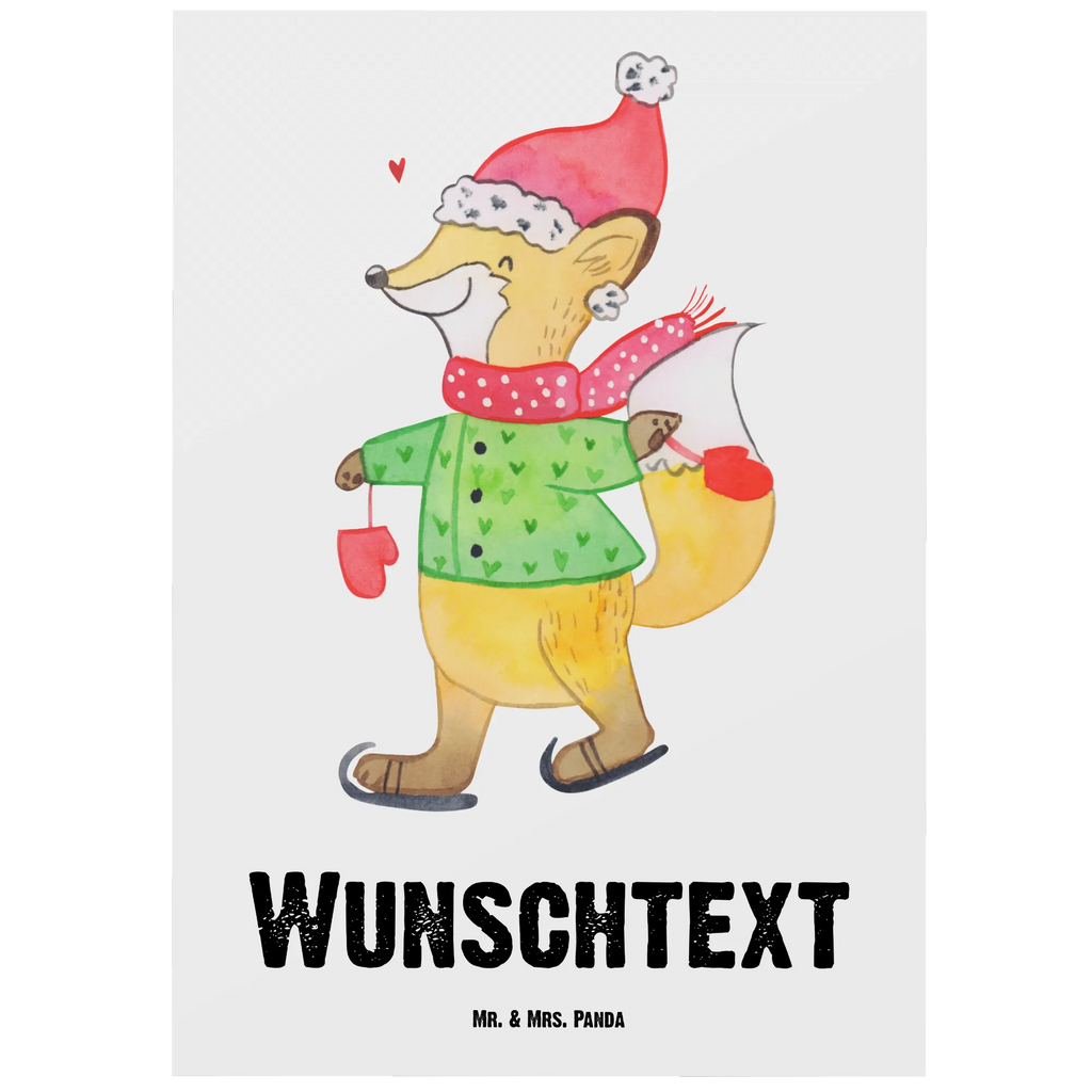 Personalisierte Postkarte Fuchs  Schlittschuhe Postkarte mit Namen, Postkarte bedrucken, Postkarte mit Wunschtext, Postkarte personalisierbar, Geschenkkarte mit Namen, Grußkarte mit Namen, Karte mit Namen, Einladung mit Namen, Ansichtskarte mit Namen, Geschenkkarte mit Wunschtext, Grußkarte mit Wunschtext, Karte mit Wunschtext, Einladung mit Wunschtext, Ansichtskarte mit Wunschtext, Winter, Weihnachten, Weihnachtsdeko, Nikolaus, Advent, Heiligabend, Wintermotiv, Weihnachtsmann, Weihnachtstage, Weihnachtsbaum, Tannenbaum, Weihnachtszeit