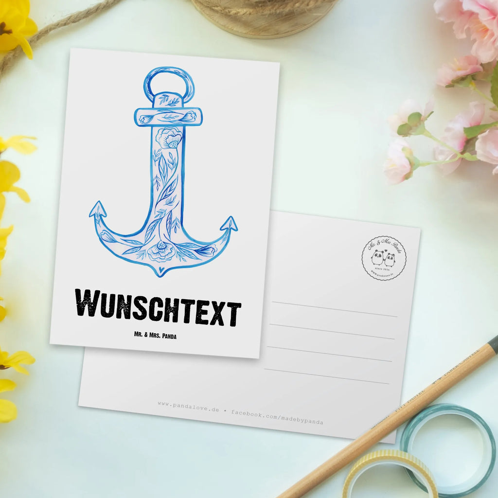 Personalisierte Postkarte Anker Blau Postkarte mit Namen, Postkarte bedrucken, Postkarte mit Wunschtext, Postkarte personalisierbar, Geschenkkarte mit Namen, Grußkarte mit Namen, Karte mit Namen, Einladung mit Namen, Ansichtskarte mit Namen, Geschenkkarte mit Wunschtext, Grußkarte mit Wunschtext, Karte mit Wunschtext, Einladung mit Wunschtext, Ansichtskarte mit Wunschtext, Tiermotive, Gute Laune, lustige Sprüche, Tiere