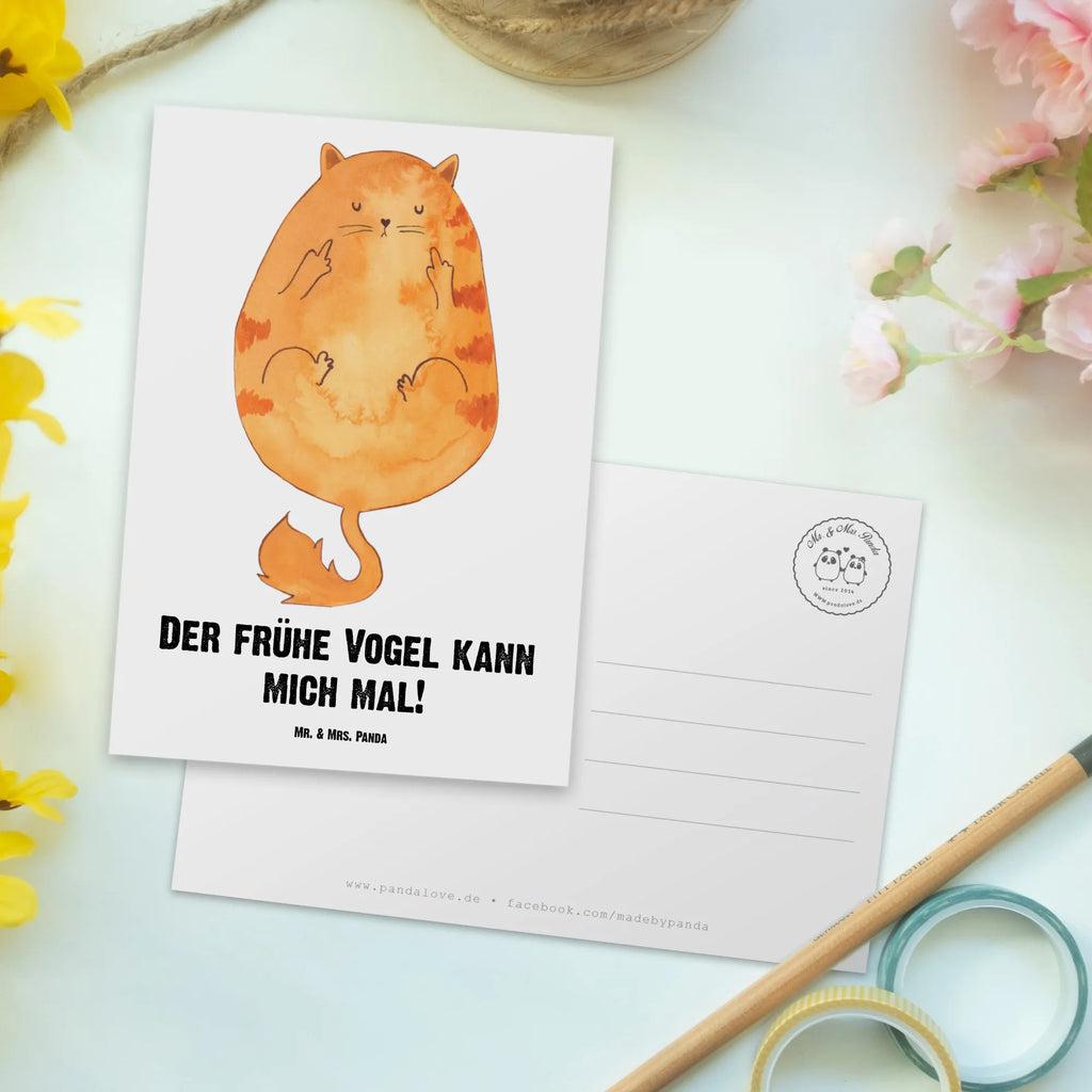 Personalisierte Postkarte Katze Frühaufsteher Postkarte mit Namen, Postkarte bedrucken, Postkarte mit Wunschtext, Postkarte personalisierbar, Geschenkkarte mit Namen, Grußkarte mit Namen, Karte mit Namen, Einladung mit Namen, Ansichtskarte mit Namen, Geschenkkarte mit Wunschtext, Grußkarte mit Wunschtext, Karte mit Wunschtext, Einladung mit Wunschtext, Ansichtskarte mit Wunschtext, Katze, Katzenmotiv, Katzenfan, Katzendeko, Katzenfreund, Katzenliebhaber, Katzenprodukte, Katzenartikel, Katzenaccessoires, Katzensouvenirs, Katzenliebhaberprodukte, Katzenmotive, Der frühe Vogel kann mich mal, Morgenmuffel, Frühaufsteher, Kaffee, Katzen, Kater, Mietze