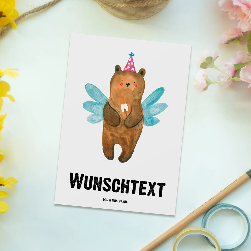 Personalisierte Postkarte Zahnfee Bär Postkarte mit Namen, Postkarte bedrucken, Postkarte mit Wunschtext, Postkarte personalisierbar, Geschenkkarte mit Namen, Grußkarte mit Namen, Karte mit Namen, Einladung mit Namen, Ansichtskarte mit Namen, Geschenkkarte mit Wunschtext, Grußkarte mit Wunschtext, Karte mit Wunschtext, Einladung mit Wunschtext, Ansichtskarte mit Wunschtext, Bär, Teddy, Teddybär, Zahnfee, Fee, Milchzahn, Erster Zahn