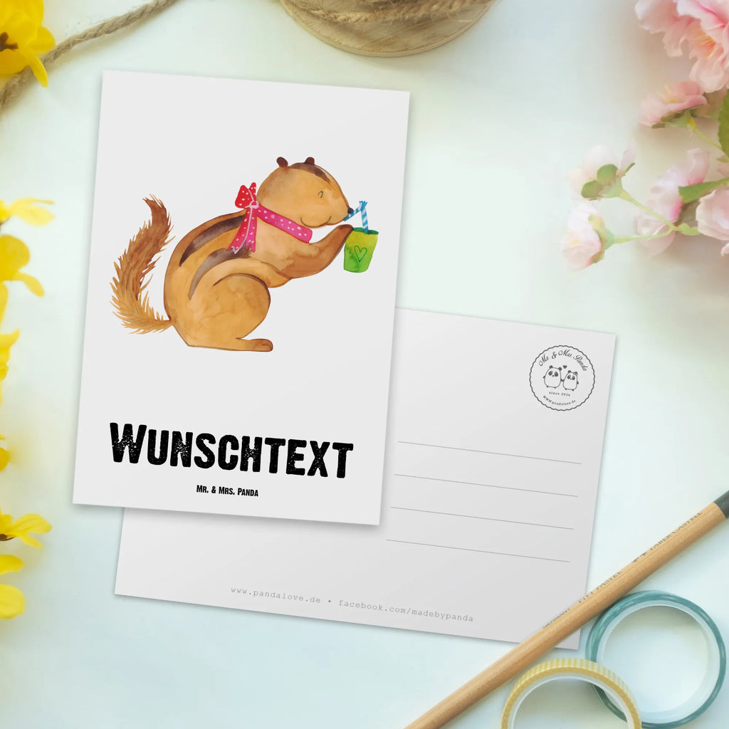 Personalisierte Postkarte Eichhörnchen Smoothie Postkarte mit Namen, Postkarte bedrucken, Postkarte mit Wunschtext, Postkarte personalisierbar, Geschenkkarte mit Namen, Grußkarte mit Namen, Karte mit Namen, Einladung mit Namen, Ansichtskarte mit Namen, Geschenkkarte mit Wunschtext, Grußkarte mit Wunschtext, Karte mit Wunschtext, Einladung mit Wunschtext, Ansichtskarte mit Wunschtext, Tiermotive, Gute Laune, lustige Sprüche, Tiere, Green Smoothies, Diät, Abnehmen, Streifenhörnchen, Eichhörnchen